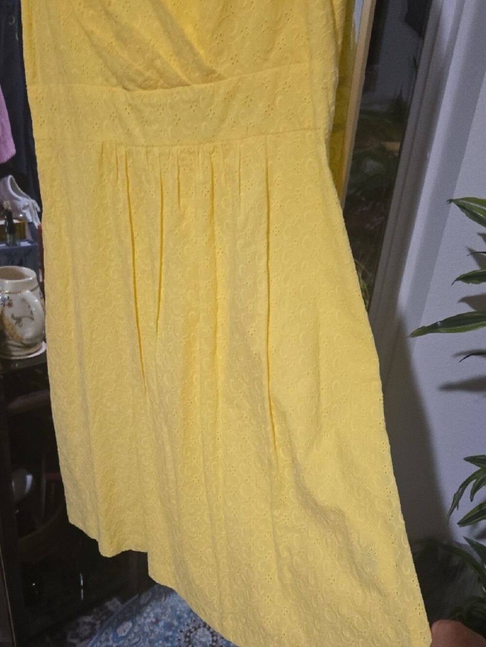 Chaps Eyelet Midi Dress โ Butter Yellow โ Like New - Picture 4 of 10